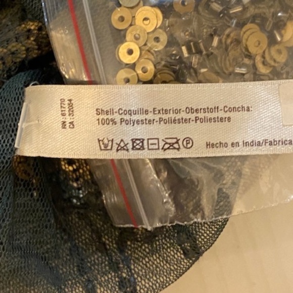 Free People NWOT Embellished Mesh Green Gold Beaded Sequin Tank Tunic Medium - Picture 8 of 12